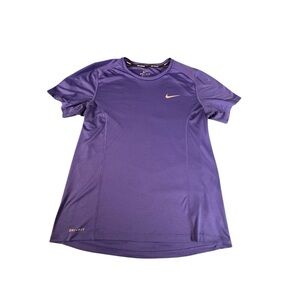 Nike DRI-FIT Miler T-Shirt Men S Blue Purple Running Reflective Crew Neck 872021